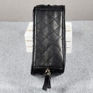 Trish McEvoy Makeup Planner Black Quilted Faux Leather Makeup Case Zippered